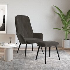 Poilsio kėdė su pakoja, tamsiai pilkos spalvos, aksomas kaina ir informacija | Svetainės foteliai | pigu.lt