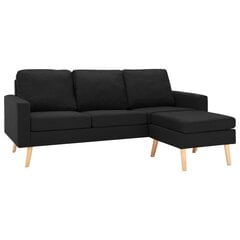 Trivietė sofa su pakoja, juoda цена и информация | Диваны | pigu.lt