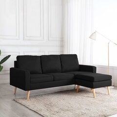 Trivietė sofa su pakoja, juoda цена и информация | Диваны | pigu.lt