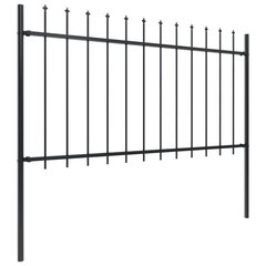 Sodo tvora su iečių viršugal., 10,2x1m, plienas, juoda kaina ir informacija | Tvoros ir jų priedai | pigu.lt