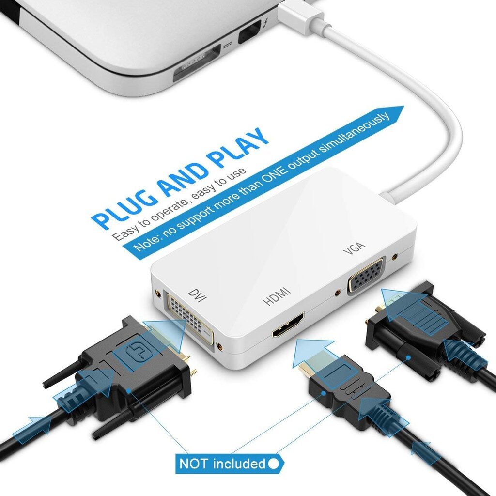 HDMI VGA DVI adapteris baltas kaina ir informacija | Kompiuterių aušinimo ir kiti priedai | pigu.lt