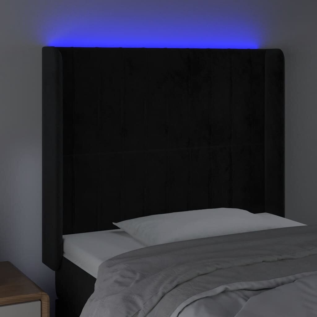 Galvūgalis su led, juodas, 93x16x118/128cm kaina ir informacija | Lovos | pigu.lt