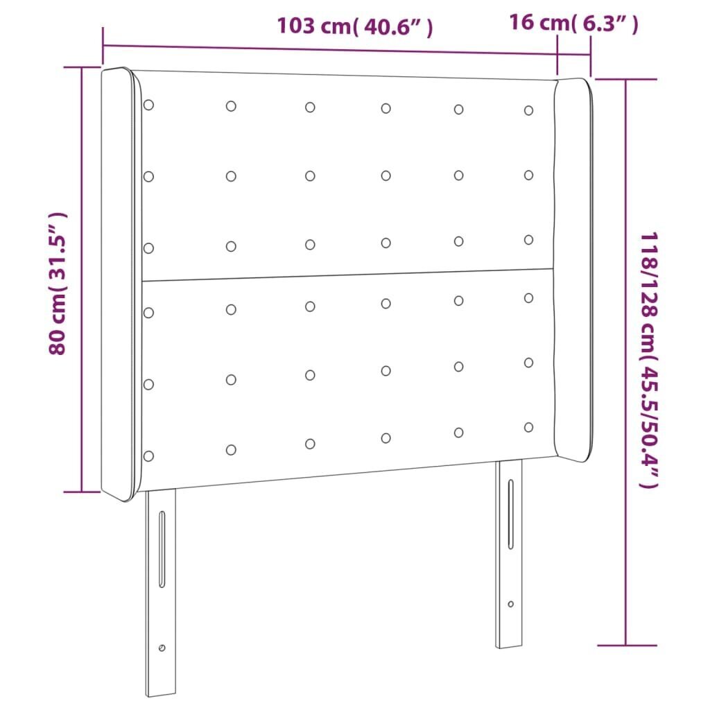 Galvūgalis su led, rožinis, 103x16x118/128cm kaina ir informacija | Lovos | pigu.lt