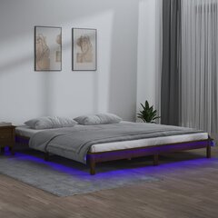 Lovos rėmas su led, medaus rudas, 120x190cm, mediena, dvivietis цена и информация | Кровати | pigu.lt