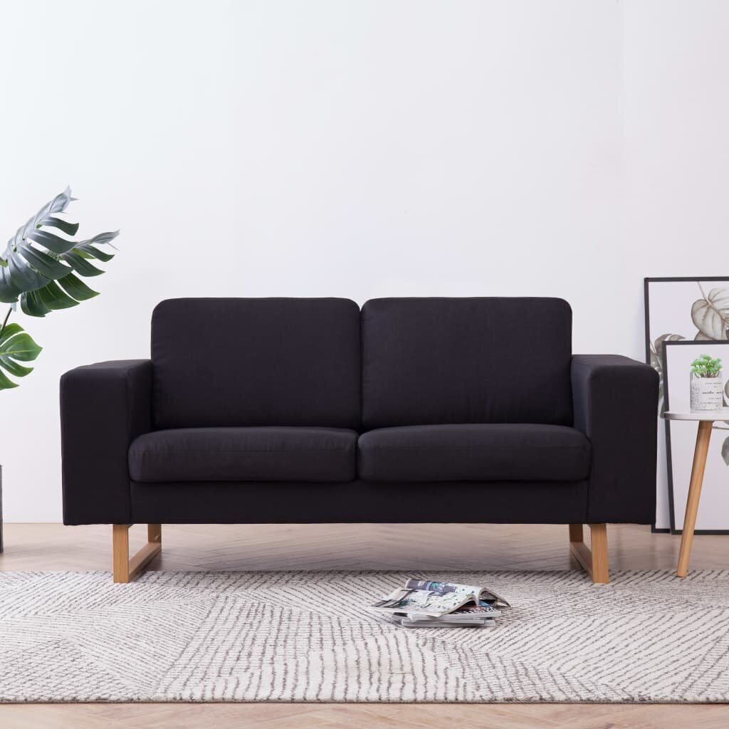 Dvivietė sofa, juoda, audinys цена и информация | Sofos | pigu.lt