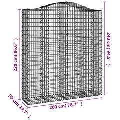 Išlenkti gabiono krepšiai vidaXL 200x50x220/240cm kaina ir informacija | Tvoros ir jų priedai | pigu.lt