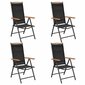 vidaXL Sulankstomos sodo kėdės, 4 vnt., aliuminis ir tekstil., juodos kaina ir informacija | Lauko kėdės, foteliai, pufai | pigu.lt