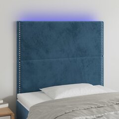 Galvūgalis su led, tamsiai mėlynas, 80x5x118/128cm, aksomas kaina ir informacija | Lovos | pigu.lt