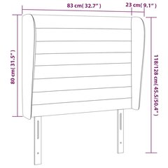 vidaXL Galvūgalis su auselėmis, rožinis, 83x23x118/128cm, aksomas цена и информация | Кровати | pigu.lt