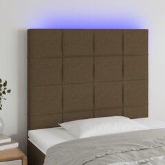 Galvūgalis su LED, Audinys, 80x5x118/128cm, tamsiai ruda цена и информация | Кровати | pigu.lt