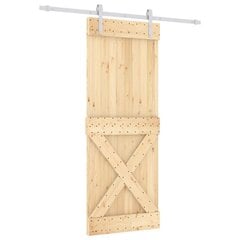 Stumdomos durys su įrangos rinkiniu, 80x210cm, VidaXl, pušies masyvas цена и информация | Межкомнатные двери | pigu.lt