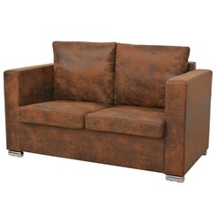 Dvivietė sofa, 137x73x82cm, dirbtinė zomšos oda цена и информация | Диваны | pigu.lt