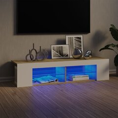 Televizoriaus spintelė su LED, 135x39x30 cm, balta цена и информация | Тумбы под телевизор | pigu.lt