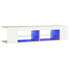 Televizoriaus spintelė su LED, 135x39x30 cm, balta цена и информация | Тумбы под телевизор | pigu.lt