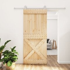 vidaXL Stumdomos durys su įrangos rinkiniu, 90x210cm, pušies masyvas цена и информация | Межкомнатные двери | pigu.lt