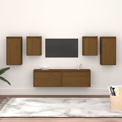 vidaXL Televizoriaus spintelės, 6vnt., medaus rudos, pušies masyvas kaina ir informacija | TV staliukai | pigu.lt