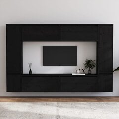 vidaXL Televizoriaus spintelės, 8vnt., juodos, pušies medienos masyvas kaina ir informacija | TV staliukai | pigu.lt