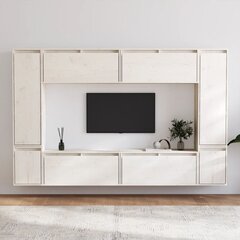 vidaXL Televizoriaus spintelės, 8vnt., baltos, pušies medienos masyvas kaina ir informacija | TV staliukai | pigu.lt