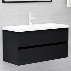 Spintelė praustuvui, 90x38,5x45 cm, juoda цена и информация | Шкафчики для ванной | pigu.lt