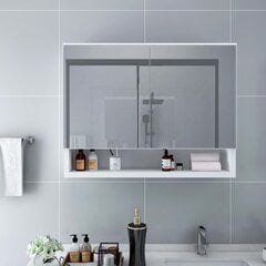 Veidrodinė vonios spintelė, 80x15x60cm, balta цена и информация | Шкафчики для ванной | pigu.lt