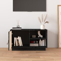 Televizoriaus spintelė, Pušies medienos masyvas, 70x34x40cm, juoda kaina ir informacija | TV staliukai | pigu.lt