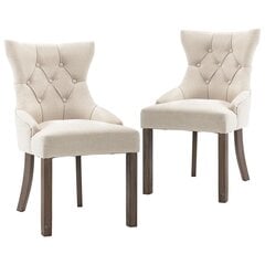 Valgomojo kėdės, 2vnt., smėlio spalvos, audinys Kreminė spalva kaina ir informacija | Virtuvės ir valgomojo kėdės | pigu.lt