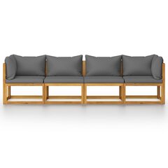 Keturvietė sodo sofa su pagalvėlėmis, pilka цена и информация | Садовые стулья, кресла, пуфы | pigu.lt