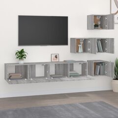 Sieninė televizoriaus spintelė vidaXL, Apdirbta mediena, pilka ąžuolo spalva kaina ir informacija | TV staliukai | pigu.lt