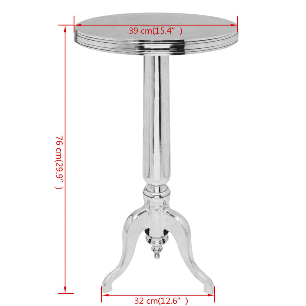 Staliukas, apvalus, aliuminis, sidabro spalvos kaina ir informacija | Kavos staliukai | pigu.lt