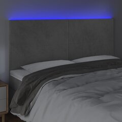 Galvūgalis su LED vidaXL, Aksomas, 200x5x118/128cm, šviesiai pilka kaina ir informacija | Lovos | pigu.lt