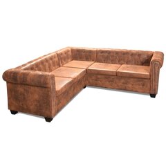 Kampinė penkiavietė sofa, rudos spalvos цена и информация | Угловые диваны | pigu.lt