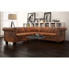 Kampinė penkiavietė sofa, rudos spalvos цена и информация | Угловые диваны | pigu.lt