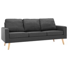 Trivietė sofa, tamsiai pilkos spalvos, audinys цена и информация | Диваны | pigu.lt