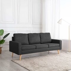 Trivietė sofa, tamsiai pilkos spalvos, audinys цена и информация | Диваны | pigu.lt