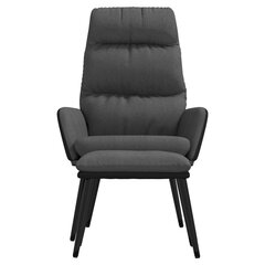 Poilsio kėdė su taburete, Audinys/Dirbtinė oda, tamsiai pilka kaina ir informacija | Svetainės foteliai | pigu.lt
