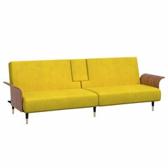 Sofa-lova su puodelių laikikliais vidaXL, geltona цена и информация | Диваны | pigu.lt