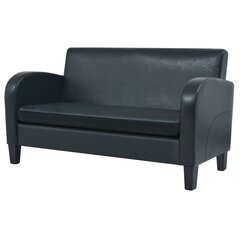 Dvivietė sofa, dirbtinė oda, juoda цена и информация | Диваны | pigu.lt