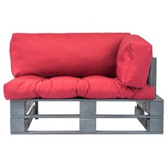 Sodo sofa su pagalvėlėmis, pilka/raudona цена и информация | Садовые стулья, кресла, пуфы | pigu.lt