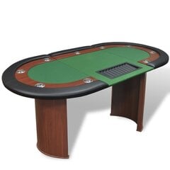 Покерный стол с местом для дилера и лотком для фишек, 10 игроков, зеленый цена и информация | Азартные игры | pigu.lt