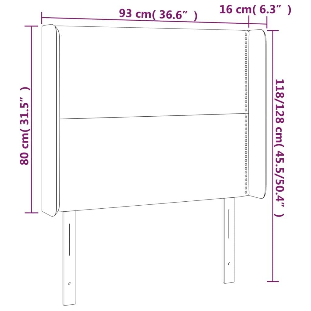 Galvūgalis su LED, Aksomas, 93x16x118/128cm, tamsiai žalia kaina ir informacija | Lovos | pigu.lt