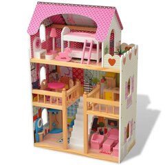 Lėlių namelis, 3 aukštų, medinis, 60x30x90 cm kaina ir informacija | vidaXL Žaislai vaikams | pigu.lt