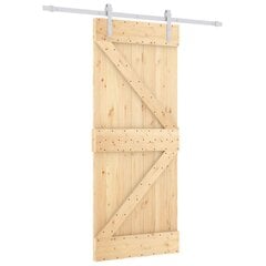 vidaXL Stumdomos durys su įrangos rinkiniu, 85x210cm, pušies masyvas цена и информация | Межкомнатные двери | pigu.lt