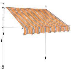 Rankiniu būdu ištraukiama markizė, 200cm, geltoni/mėlyni dryžiai цена и информация | Зонты, маркизы, стойки | pigu.lt