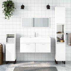 Vonios kambario spintelė su veidrodžiu vidaXL, balta kaina ir informacija | Vonios komplektai | pigu.lt
