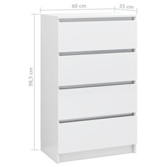 Боковой шкаф, белого цвета, 60x35x98,5см, фанера, очень глянцевый цена и информация | Шкафчики в гостиную | pigu.lt