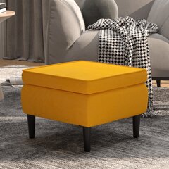 vidaXL Taburetė su medinėmis kojomis, geltonos spalvos, aksomas kaina ir informacija | Virtuvės ir valgomojo kėdės | pigu.lt