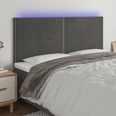 Galvūgalis su led, tamsiai pilkas, 200x5x118/128cm kaina ir informacija | Lovos | pigu.lt