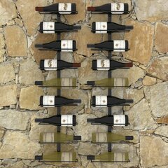 Prie sienos montuojami vyno laikikliai, 2vnt., juodi цена и информация | Полки | pigu.lt