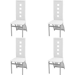 Valgomojo kėdės, dirbtinė oda, baltos spalvos, 4 vnt. kaina ir informacija | Virtuvės ir valgomojo kėdės | pigu.lt