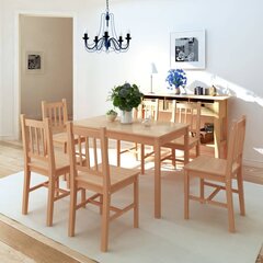 Набор кухонной мебели - стол и стулья, 7 шт., Сосна цена и информация | Комплекты мебели для столовой | pigu.lt